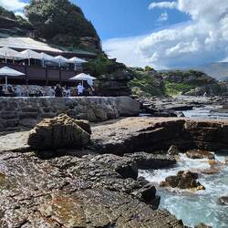 looking back at the restaurant from our table