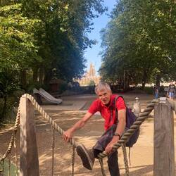 Stretching in Victoria Tower Gardens