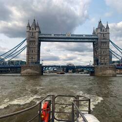 Passing under the Tower Bridge