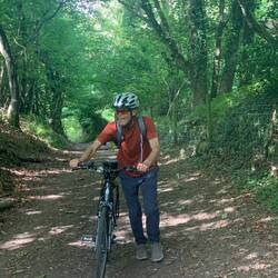 Even Peter had to push his bike up the hill