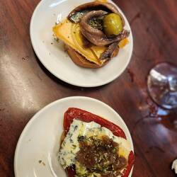 Anchovy & cheese and blue cheese & red pepper