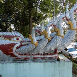 Beautiful naga at the entrance of Wat Hosian Voravihane.