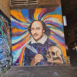 Shakespeare mural in Clink Street tunnel, London