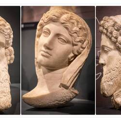 "Disembodied Faces" ... Hermes (left) and Janus (right) & unidentified woman's bust — İzmir, Türkiye