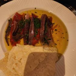 Sardines and roast peppers