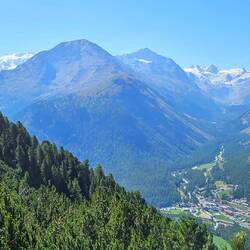 Glacier, mountains and St. Moritz