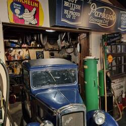 A mock up of an old garage