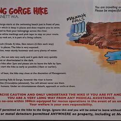 The instructions, and warnings (see the red bit!), for the trip to the gorge