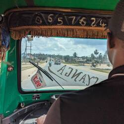 Bajaji view of the road to Mwtara