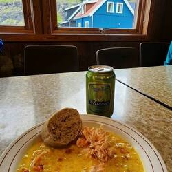 Salmon soup reward at the end 👍😋