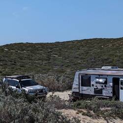 Camped behind the dune