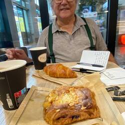 Good French breakfast at the train station in Toulouse before we head to Oloron Sainte Marie