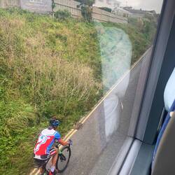 Brave cyclists on single lane roads