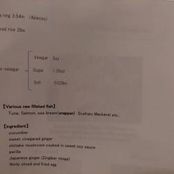 Ingredients for different Sushi