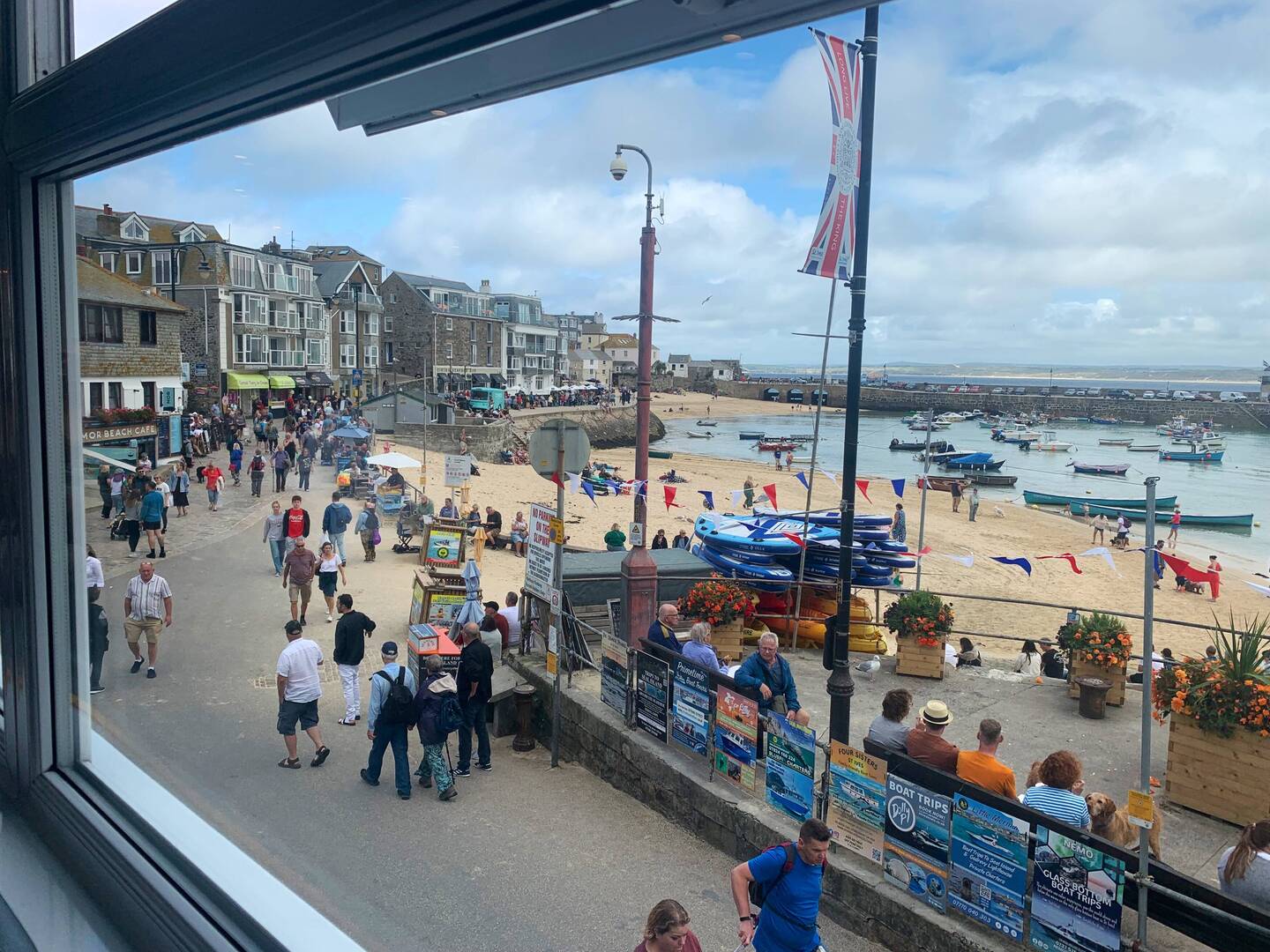 Great fish chowder while looking down on the harbour