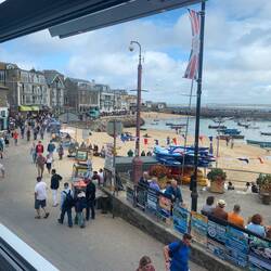 Great fish chowder while looking down on the harbour