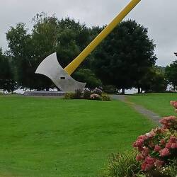 Nakawic NB. World's biggest axe is roughly where Brad's ancestors land grants were