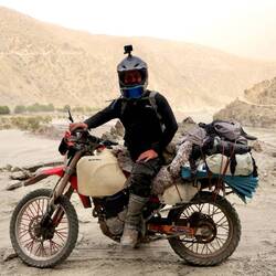 Motorradfahrer aus Kasachstan.