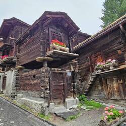 Traditional mazot with stairs on outside to conserve heated space inside