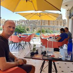 Post-visit tea with an incredible view