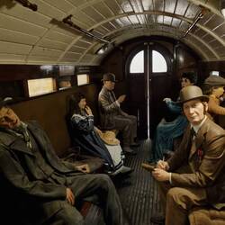 Inside an early underground Tube car