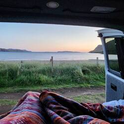 Perfect sunset snuggles in the van