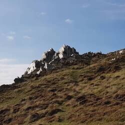 Felsen glitzern in der Abendsonne.