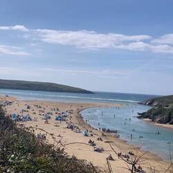Crantock Beach, the ocean & Gannel Estuary
