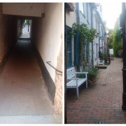 Überall schmale Durchgänge zu Hinterhausgassen