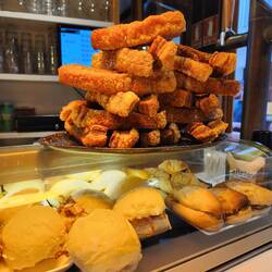 A stack of fried pork belly. Crispy outside and tender inside.