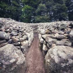 One of the Cairns at Clava Cairns. The entrance to the burial chamber