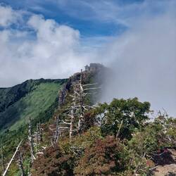 Shrine and temple on top of mount Ishizuchi