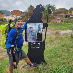 Pat and his pilgrim buddy.