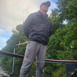 Randy is a natural. He is really enjoying the narrowboat experience