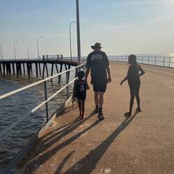 Several Aboriginal children helping us walk the dogs on the jetty. They loved the dogs