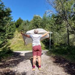 Zwischendurch noch das Zelt trocknen!