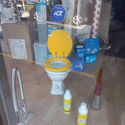This is a very small toilet.