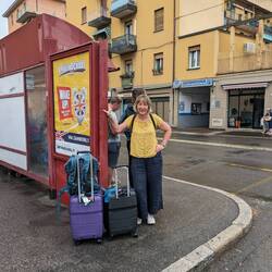 Catching bus to leave Bologna