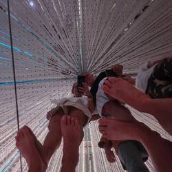 Mirrors everywhere. Women in skirts were advised to be modest.