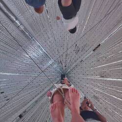 Mirrors everywhere. Women in skirts were advised to be modest.