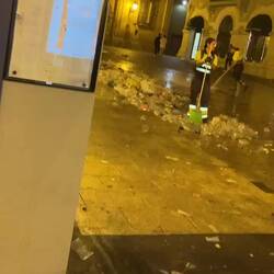Crews worked throughout the night to clean up the mess and get it ready for next day's party 🎉🎊🥳