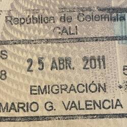 My exit stamp for Cali.