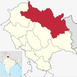 Himachal Pradesh (gelb) / Lahaul & Spiti Distrikt (rot)