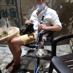 Ending the trip with tea, shisha, and a kitten