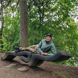 Very fun benched along the river walk in Inverness