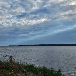 Bijzondere streep licht in de lucht.