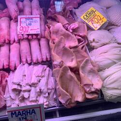 Lots of meat choices at the huge, 3 story market.