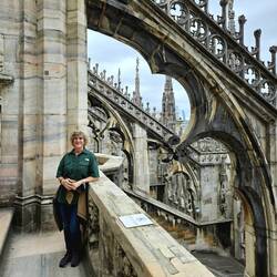 Me amidst the marble stone statuary