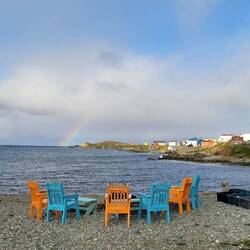 A rainbow over Robin's Cove on our last day in Twillingate