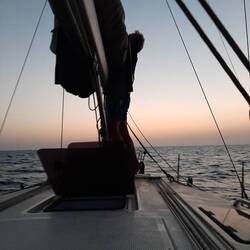Bob readying the mainsail